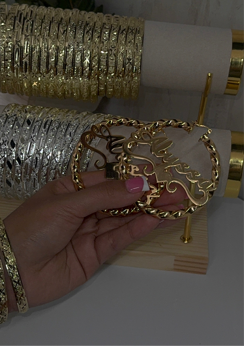 Custom Heart Name Bamboo Hoops